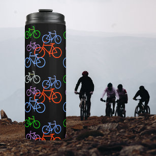 Colourful Bicycles on Black Thermal Tumbler