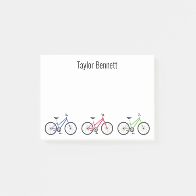 Colourful Bicycles Personalised Post-it Notepad (Front)
