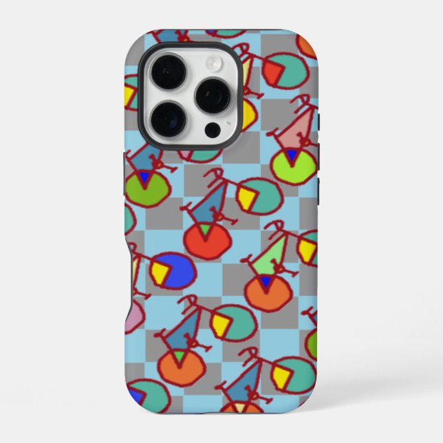 colourful bicycling pattern iPhone case (Back)