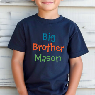 Colourful Big Brother Monogram Name Navy T-Shirt