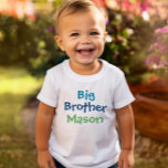 Colourful Big Brother Monogram Name White T-Shirt<br><div class="desc">He is ready for his new title with this white tee featuring "Big Brother" in bold, colourful typography and a customisable name in a fun contrasting colour. The bright multicolor design adds personality to pregnancy announcements, baby shower celebrations, and first photos with the new baby. A personalised monogram keepsake that...</div>