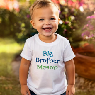 Colourful Big Brother Monogram Name White T-Shirt