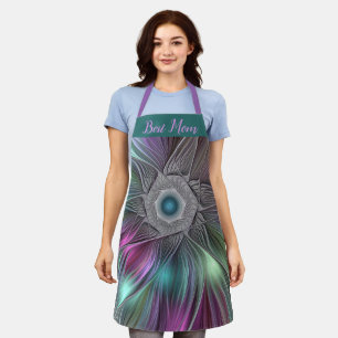 Colourful Big Flower Abstract Fractal Best Mum Apron