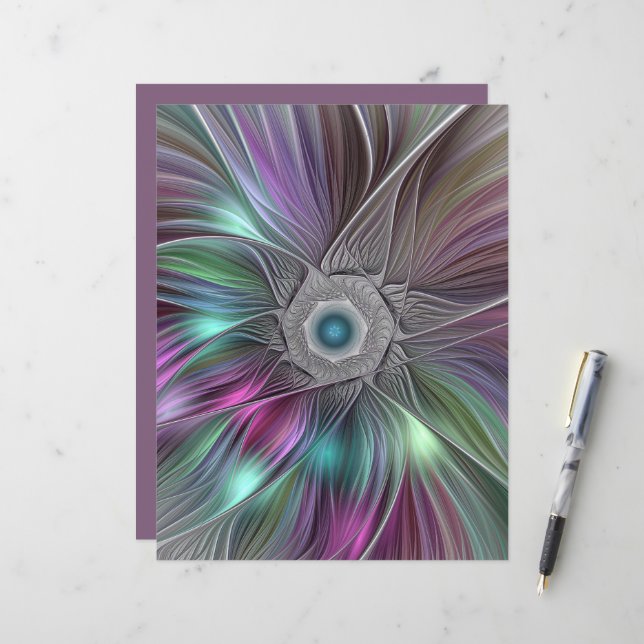 Colourful Big Flower Abstract Trippy Fractal Art (Front/Back In Situ)