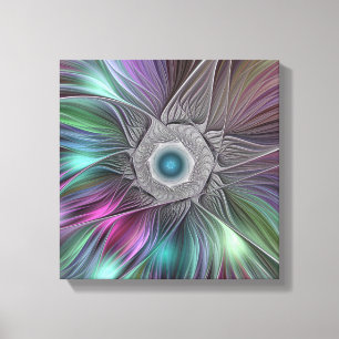 Colourful Big Flower Abstract Trippy Fractal Art Canvas Print
