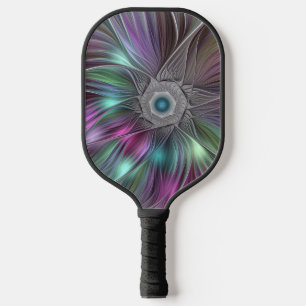 Colourful Big Flower Abstract Trippy Fractal Art Pickleball Paddle