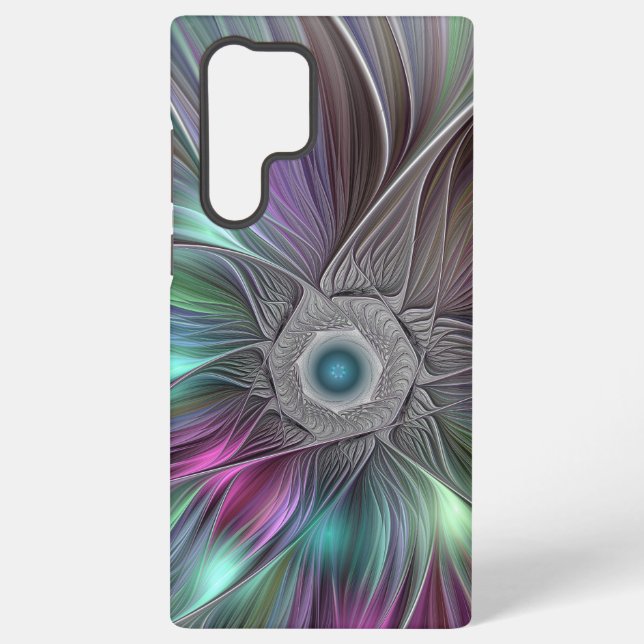 Colourful Big Flower Abstract Trippy Fractal Art Samsung Galaxy S22 Ultra Case (Back)