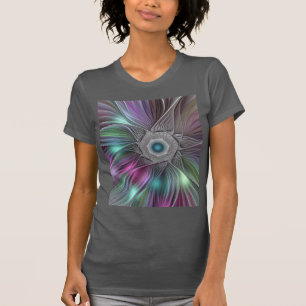 Colourful Big Flower Abstract Trippy Fractal Art T-Shirt