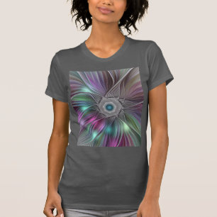 Colourful Big Flower Abstract Trippy Fractal Art T-Shirt