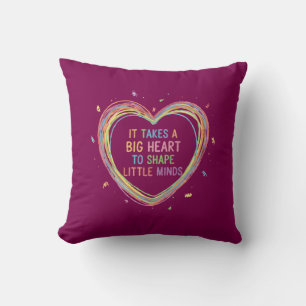 Colourful 'Big Heart Little Minds' Teacher Appreci Cushion