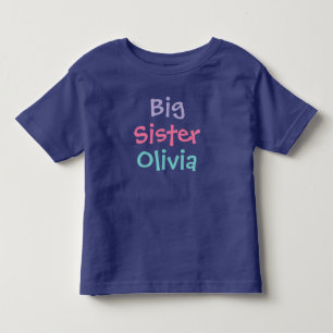 Colourful Big Sister Monogram Name Royal Toddler T-Shirt