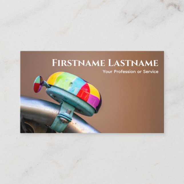 Colourful bike bell for Bicycle Repair Shops Business Card (Front)