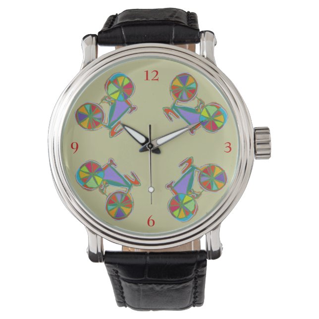 colourful biker hour watch (Front)