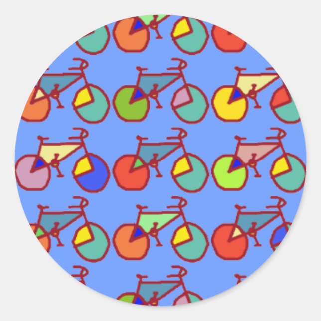 colourful bikes pattern classic round sticker (Front)