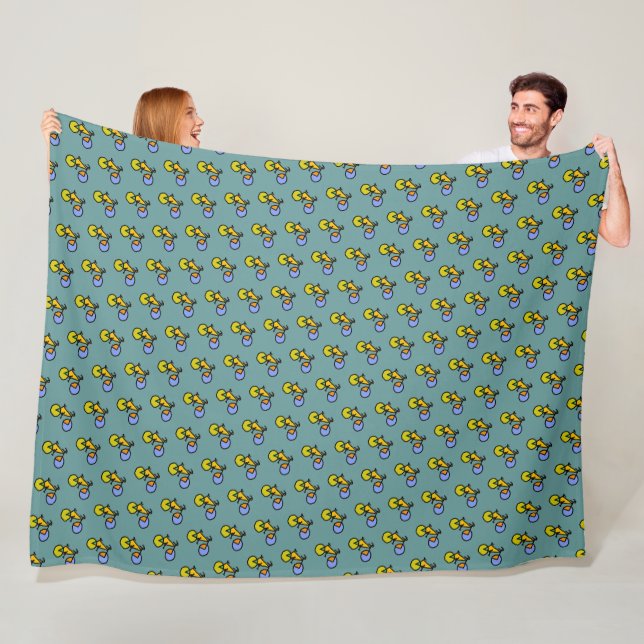 Colourful Bikes Pattern Stamped allover blue Fleece Blanket (In Situ)