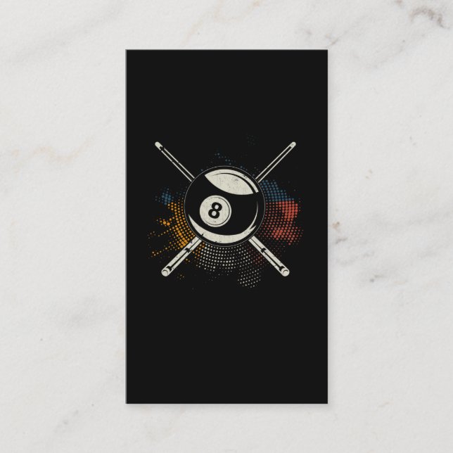 Colourful Billard Queue Pool Eight Ball Billard Business Card (Front)