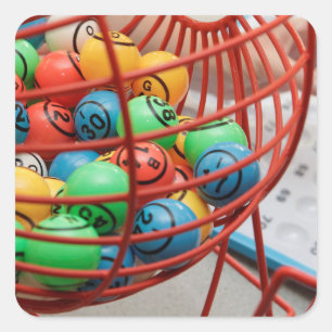 Colourful Bingo Balls in Spinner Square Sticker