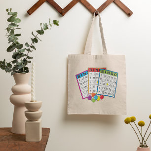 Colourful Bingo Game Cards with Chips Tote Bag