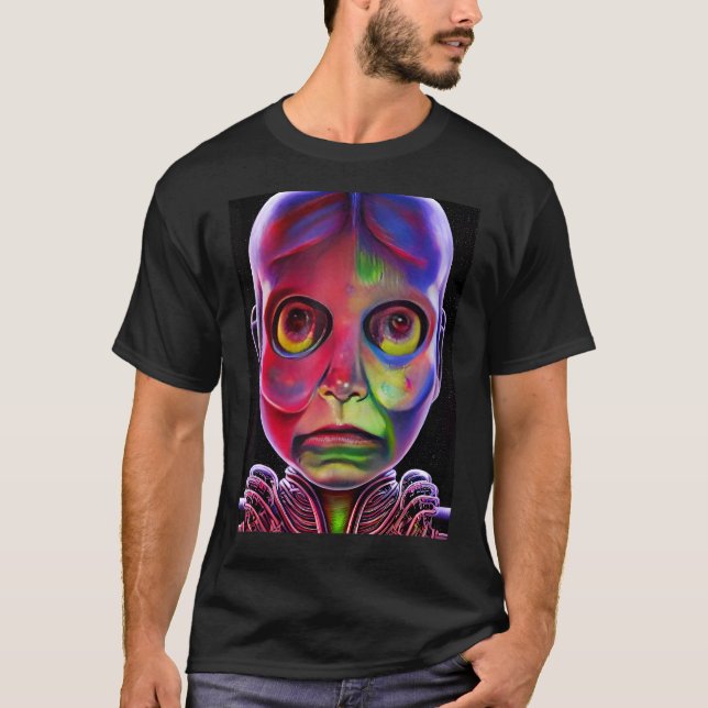 Colourful Biomechanical Artificial Intelligence Cy T-Shirt (Front)