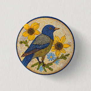 Colourful bird  3 cm round badge