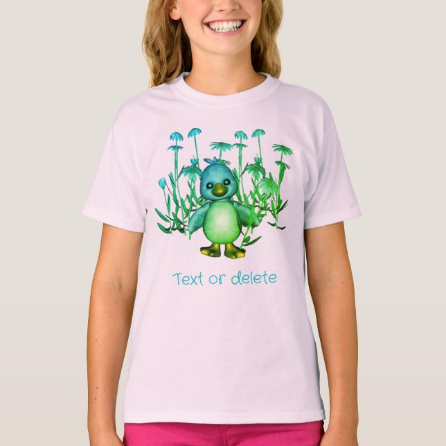 Colourful Bird And Daisy Flowers Cute Personalised T-Shirt (Front)