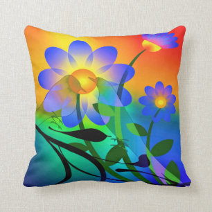 Colourful Bird and Flower cushion and