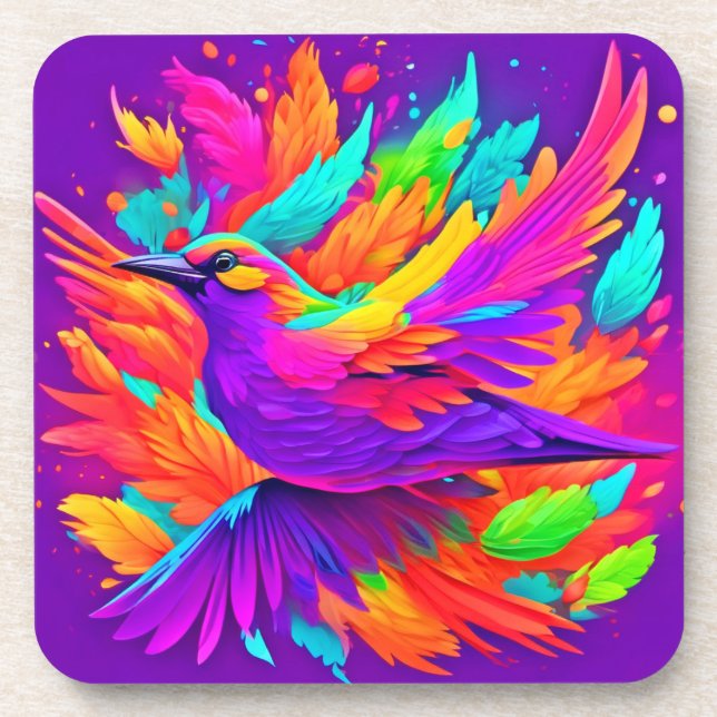 Colourful Bird Art Coaster (Front)