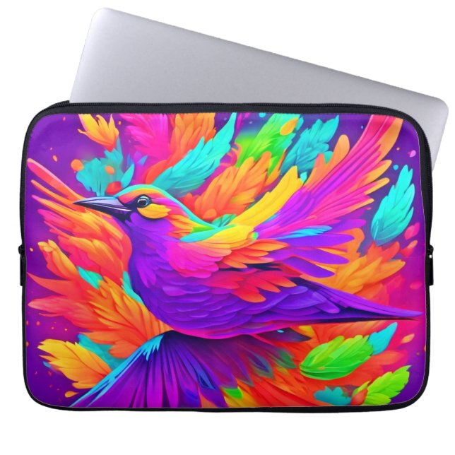 Colourful Bird Art Laptop Sleeve (Front)