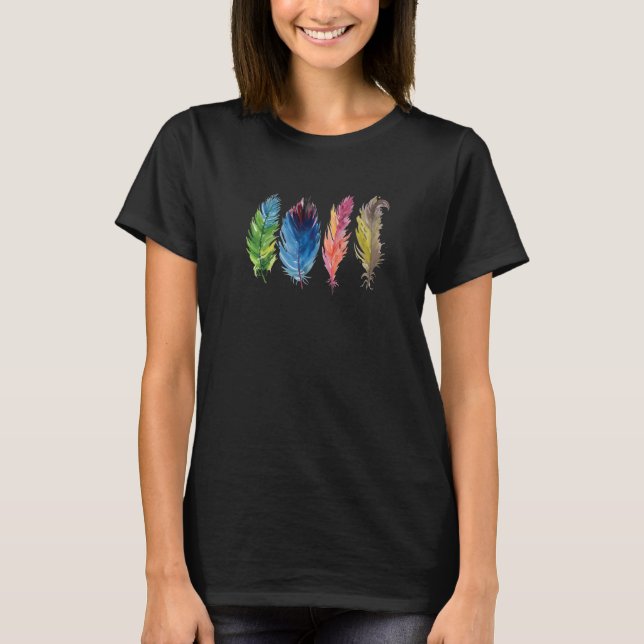 Colourful bird feathers T-Shirt (Front)