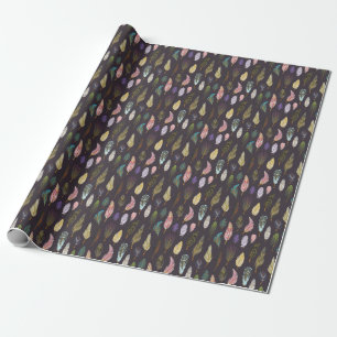 Colourful Bird Feathers Watercolor Pattern Wrapping Paper