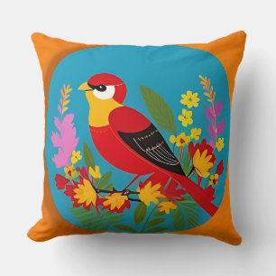 🐦 Colourful Bird Floral Garden Home Decor 🌸 Cushion