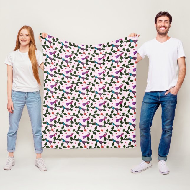 Colourful Bird Floral Seamless Pattern  Tapestry Fleece Blanket (In Situ)