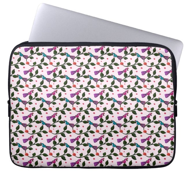 Colourful Bird Floral Seamless Pattern  Tapestry Laptop Sleeve (Front)