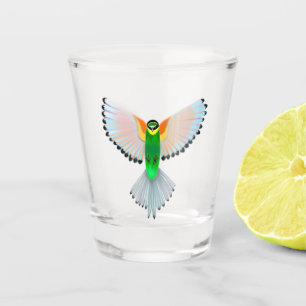 Colourful Bird Flying Shot Glass