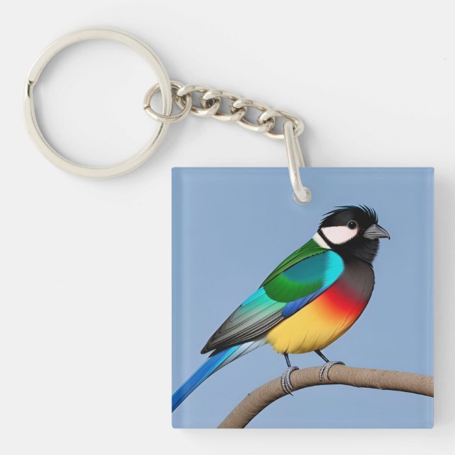 🕊️ Colourful Bird Gift For Nature Inspired  Key Ring (Front)