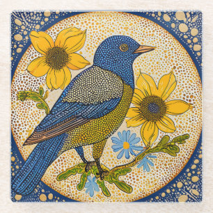 Colourful bird glass coaster