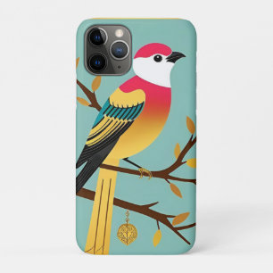 Colourful Bird Illustration in a Golden Frame Case-Mate iPhone Case