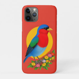 Colourful Bird Illustration With Floral Background Case-Mate iPhone Case