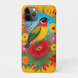 Colourful Bird Illustration With Floral Background Case-Mate iPhone Case