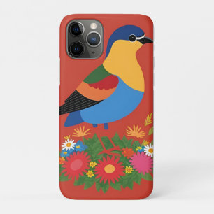 Colourful Bird Illustration With Floral Background Case-Mate iPhone Case