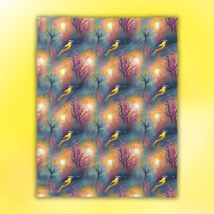 Colourful Bird in Tree with Sunshine   Fleece Blanket