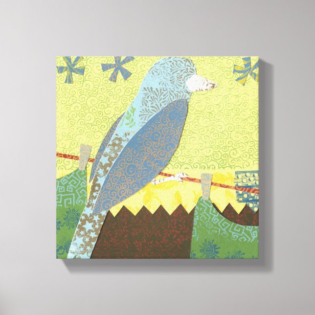 Colourful Bird on a Wire Canvas Print (Front)