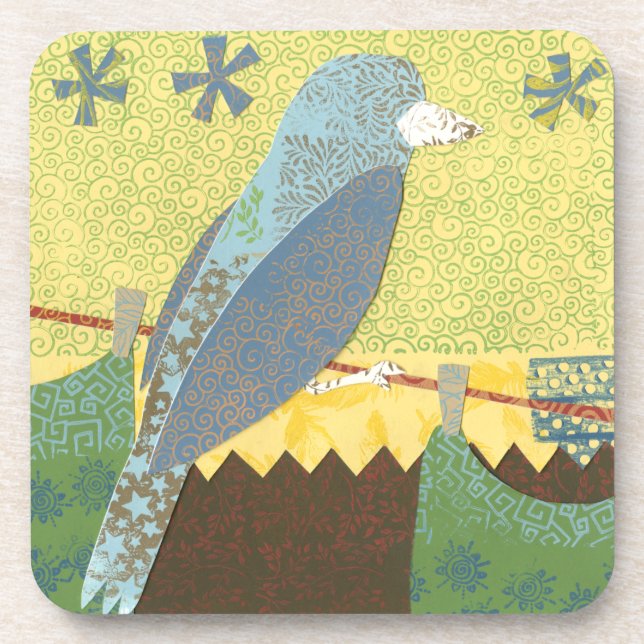 Colourful Bird on a Wire Coaster (Front)