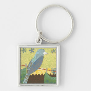 Colourful Bird on a Wire Key Ring