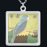 Colourful Bird on a Wire Silver Plated Necklace<br><div class="desc">Feeling artsy? This collage of many different patterns and colours representing a bird on a wire will delight any modern art lover. Put some colour in your life and on any of your favourite Zazzle product today!</div>