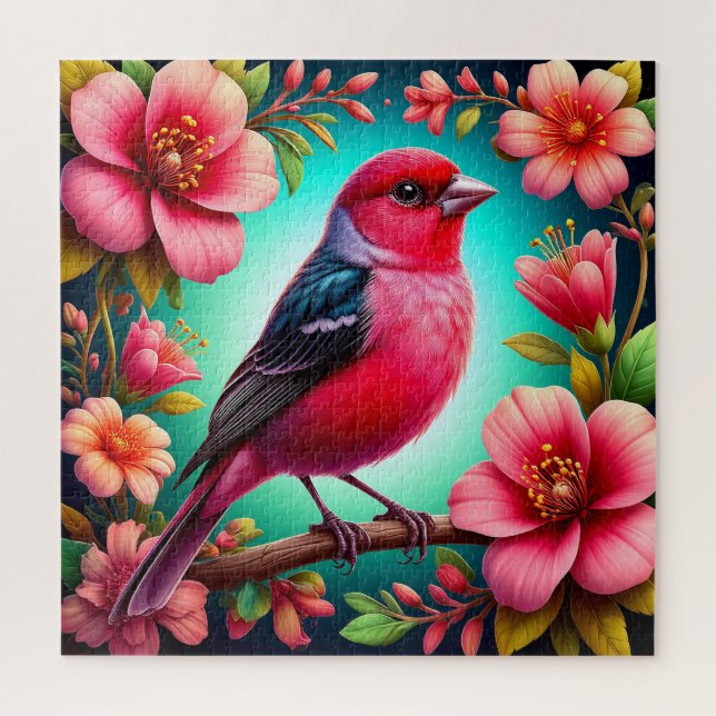 Colourful Bird Perched on Branch Jigsaw Puzzle (Vertical)