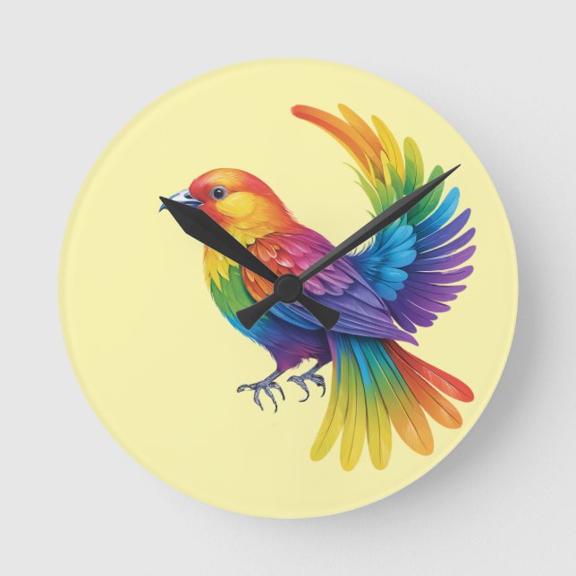 Colourful Bird Round Clock (Front)