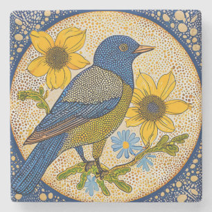 Colourful bird  stone coaster