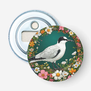 Colourful Bird with Floral Frame Bottle Opener