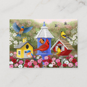 Colourful Birds and Birdhouses Business Card